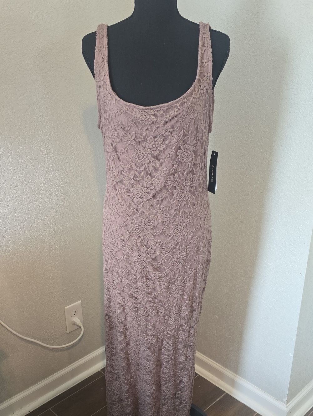Bebe Brown Lace Maxi Dress